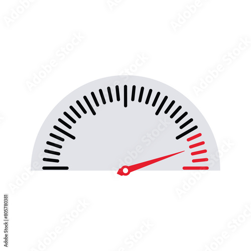 Hand drawn Fuel pressure sensor at maximum pressure value indicator. Speed monitor, high or low blood pressure, glucose level. Multipurpose illustration