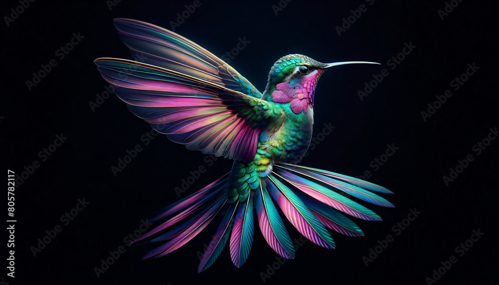 a hummingbird in flight against a dark background a hummingbird in flight against a dark background