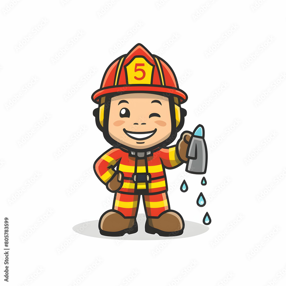 Fototapeta premium Fire fighter cute character