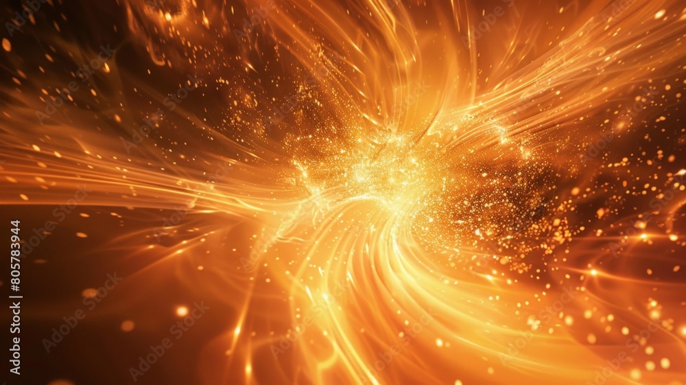 Obraz premium the warm embrace of an otherworldly orange glow, as you gaze upon an abstract space background that captivates the imagination