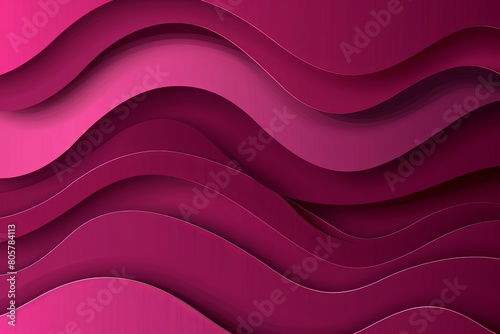Dark magenta paper waves abstract banner design. Elegant wavy vector background