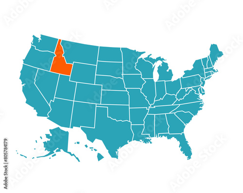 USA vector map with Idaho map prominent.