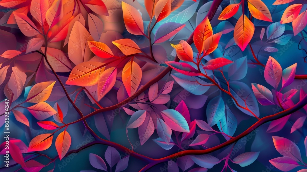 Envision the beauty of an elegant tree with branches adorned by a profusion of vibrant leaves, creating a stunning illustration background Envision the beauty of an elegant tree with branches adorned by a profusion of vibrant leaves, creating a stunning illustration background