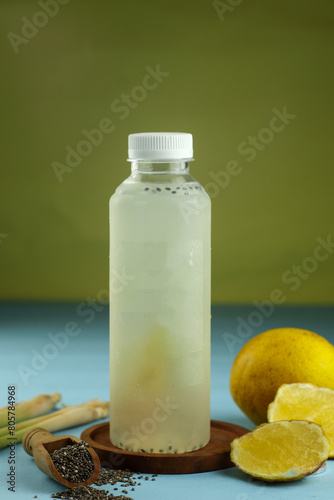 lemon flavored cold drink in a bottle