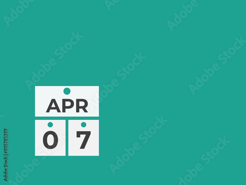 April 7 calendar reminder. 7 April daily calendar icon template. Calendar 7 April icon Design template. Vector illustration
