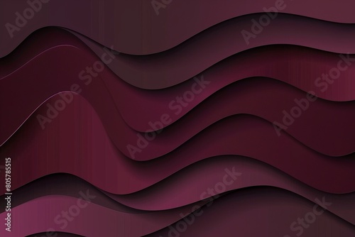 Dark maroon paper waves abstract banner design. Elegant wavy vector background