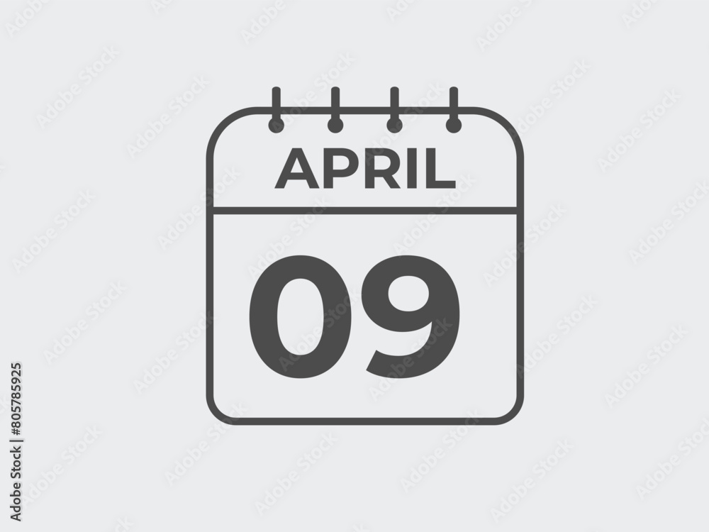 April 9 calendar reminder. 9 April daily calendar icon template. Calendar 9 April icon Design template. Vector illustration
April 9 calendar reminder. 9 April daily calendar icon template. Calendar 9 April icon Design template. Vector illustration