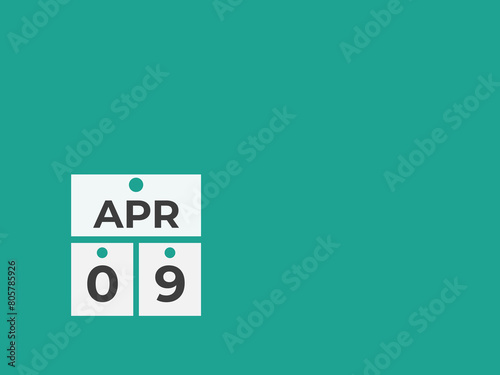 April 9 calendar reminder. 9 April daily calendar icon template. Calendar 9 April icon Design template. Vector illustration
