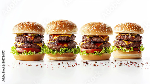 large hamburger neatly arranged