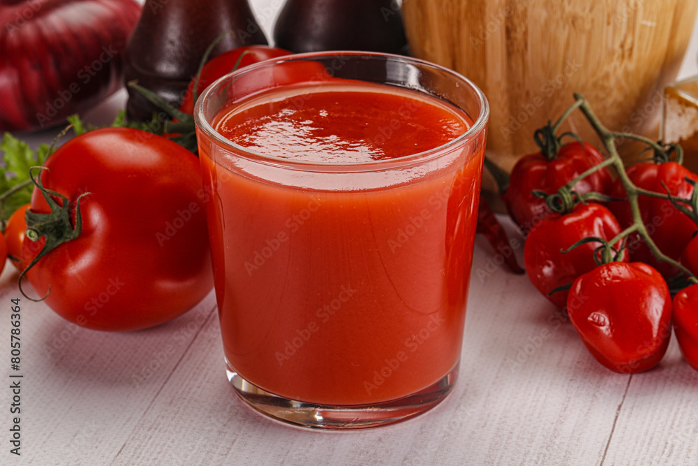 Fresh Tomato juice in the glass Fresh Tomato juice in the glass