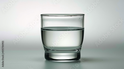 A glass of water is sitting on a table