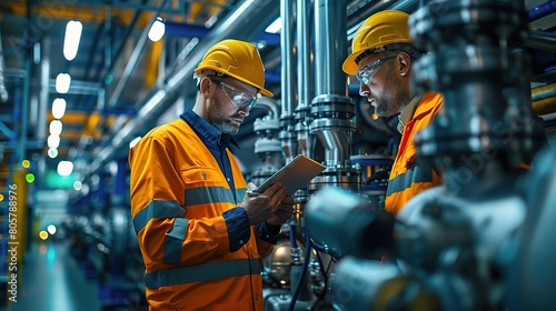 heavy-duty industrial engineers in their element within a pipeline manufacturing facility