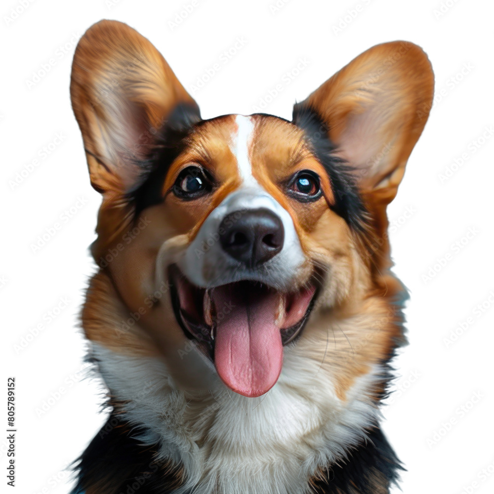 Happy puppy isolated on a transparent background