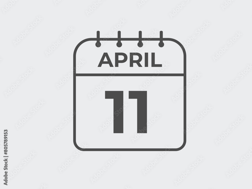 April 11 calendar reminder. 11 April daily calendar icon template. Calendar 11 April icon Design template. Vector illustration
April 11 calendar reminder. 11 April daily calendar icon template. Calendar 11 April icon Design template. Vector illustration