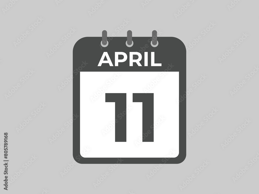 April 11 calendar reminder. 11 April daily calendar icon template. Calendar 11 April icon Design template. Vector illustration
April 11 calendar reminder. 11 April daily calendar icon template. Calendar 11 April icon Design template. Vector illustration