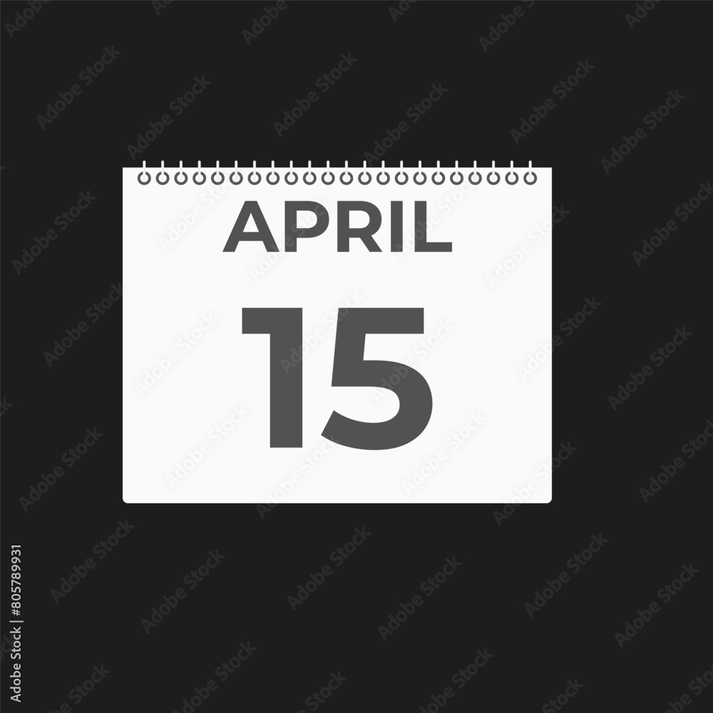 April 15 calendar reminder. 15 April daily calendar icon template. Calendar 15 April icon Design template. Vector illustration
April 15 calendar reminder. 15 April daily calendar icon template. Calendar 15 April icon Design template. Vector illustration