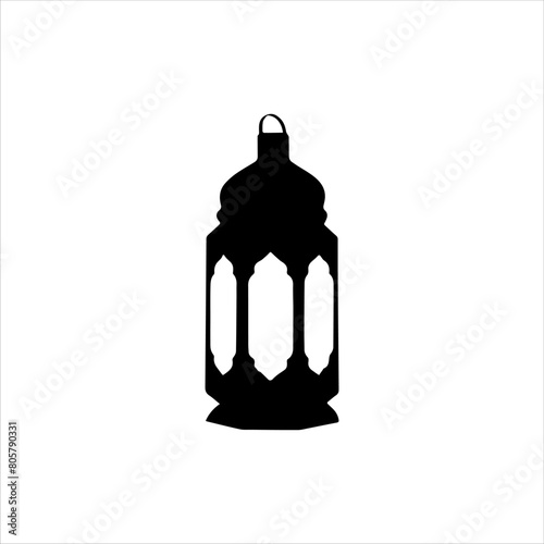Arabic lantern silhouette isolated on white background. Lantern icon vector illustration.