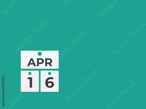 April 16 calendar reminder. 16 April daily calendar icon template. Calendar 16 April icon Design template. Vector illustration
