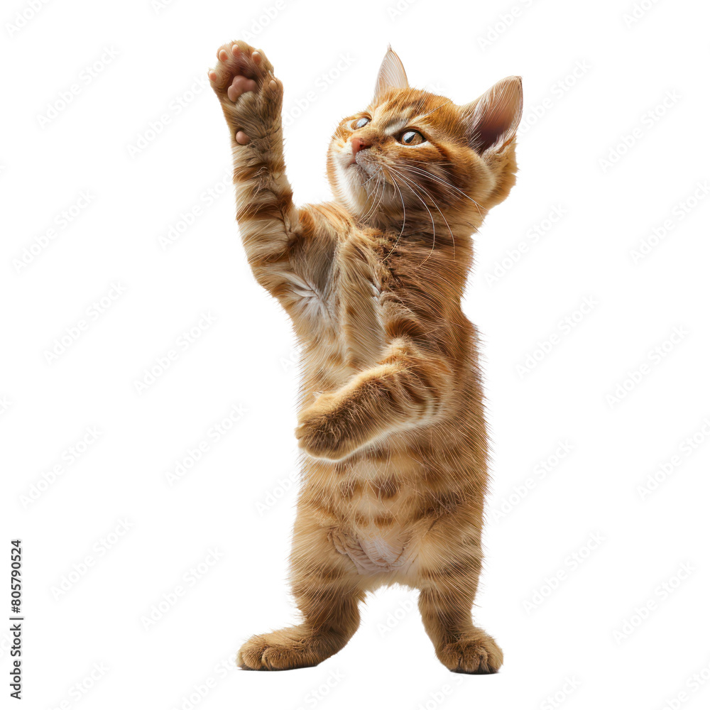 Happy kitten isolated on a transparent background