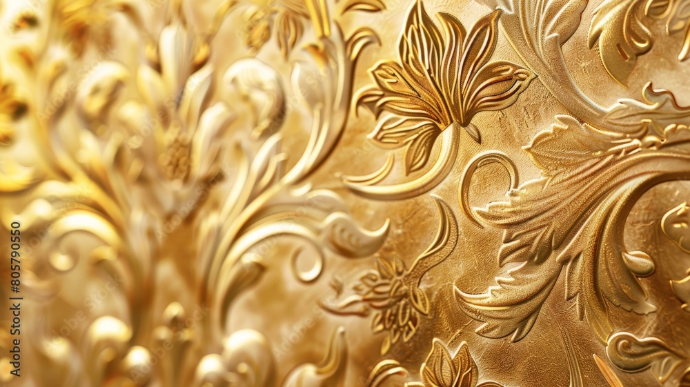 Step into luxury with a dazzling golden wallpaper design, boasting intricate Art Deco elements that elevate the aesthetic of invitations, fabrics, and packaging materials to VIP status Step into luxury with a dazzling golden wallpaper design, boasting intricate Art Deco elements that elevate the aesthetic of invitations, fabrics, and packaging materials to VIP status