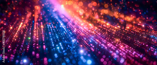 A colorful, glowing image of a light show with a blue and purple background photo