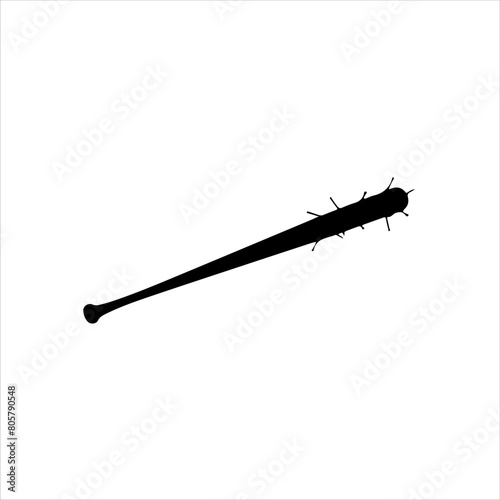 Baseball bat and nails silhouette icon vector illustration isolated on white background