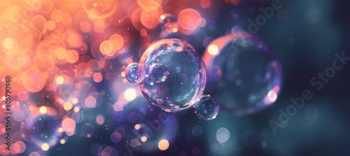 A colorful image of bubbles with a blue background