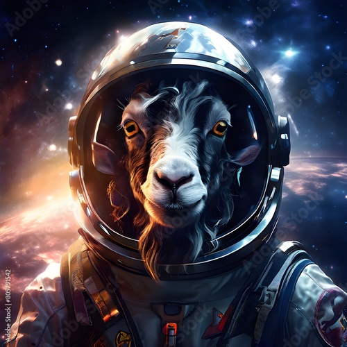 Goat floating through space