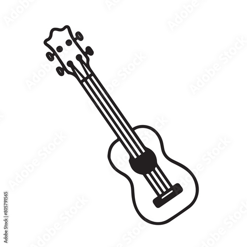 Guitar Icon. Line Art Style Design Isolated