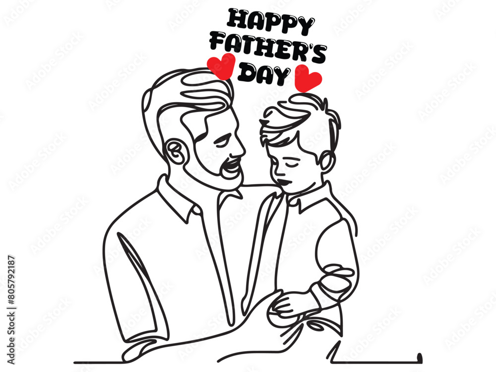 Happy Father's Day line art illustration.