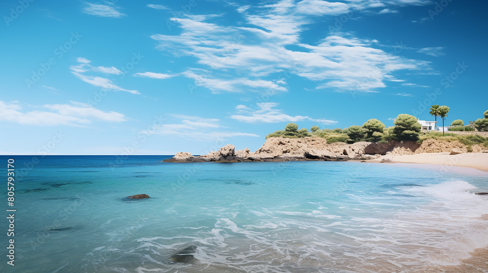 Naklejka premium Azure mediterranean sea and blue sky summer holidays