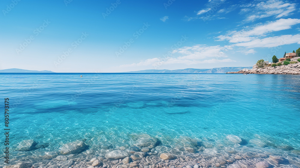 Fototapeta premium Azure mediterranean sea and blue sky summer holidays