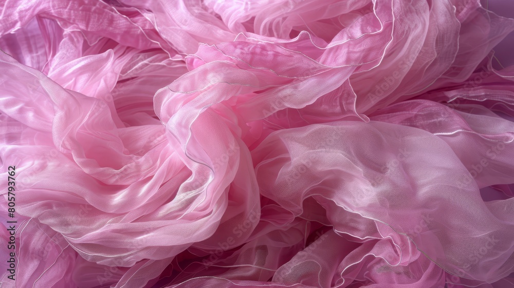 Fototapeta premium A tight shot of a pink dress adorned with ample ruffles at its hem