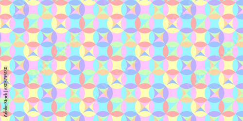 circle seamless pattern with geometric floral pastel tone color PNG