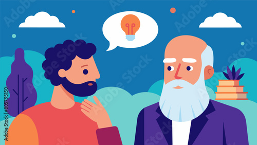A thoughtful exchange on how stoicism can be applied in modern society to deal with societal and political challenges.. Vector illustration