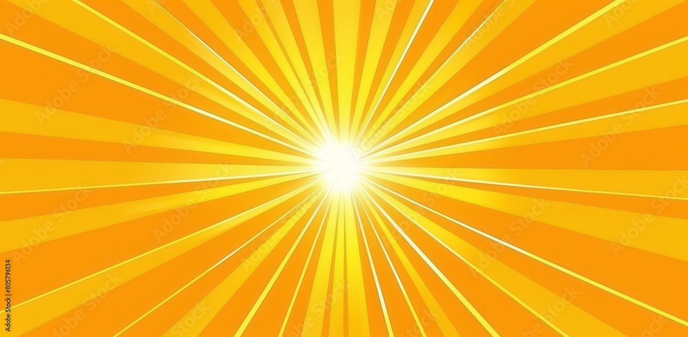 Obraz premium The background is yellow, the rays of light radiate from one side and go to another