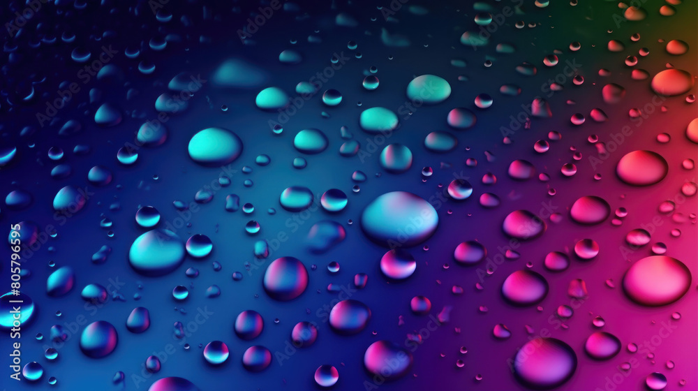 Abstract rainbow pattern of drops in water creating colorful gradient background. Generative AI