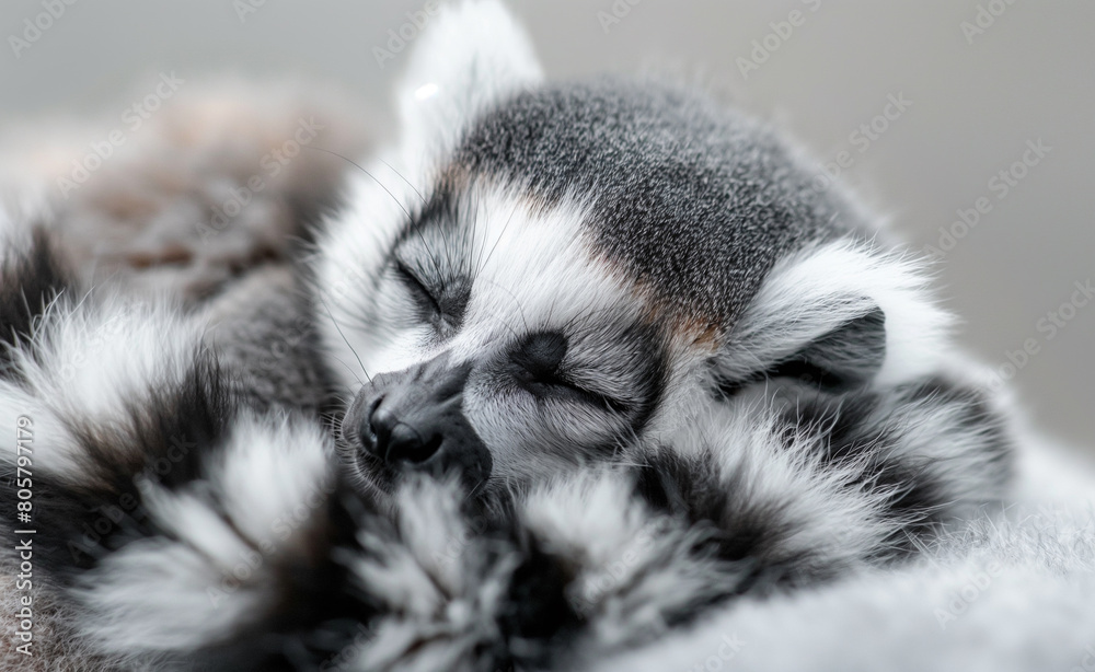 Sleeping Lemur: A Serene Portrait of Tranquility