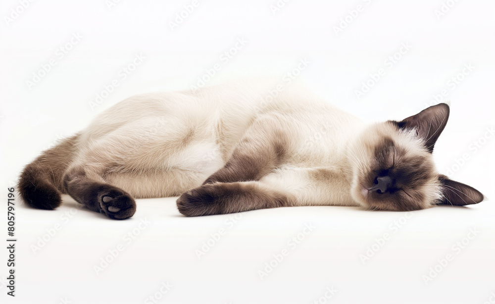 Sleeping Cute Cat. Young Animal Resting on Blue Background.
Sleeping Cute Cat. Young Animal Resting on Blue Background.