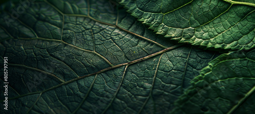 Detailed Botanical Design  Close-Up of Lush Green Leaves