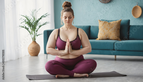 Plump woman meditation