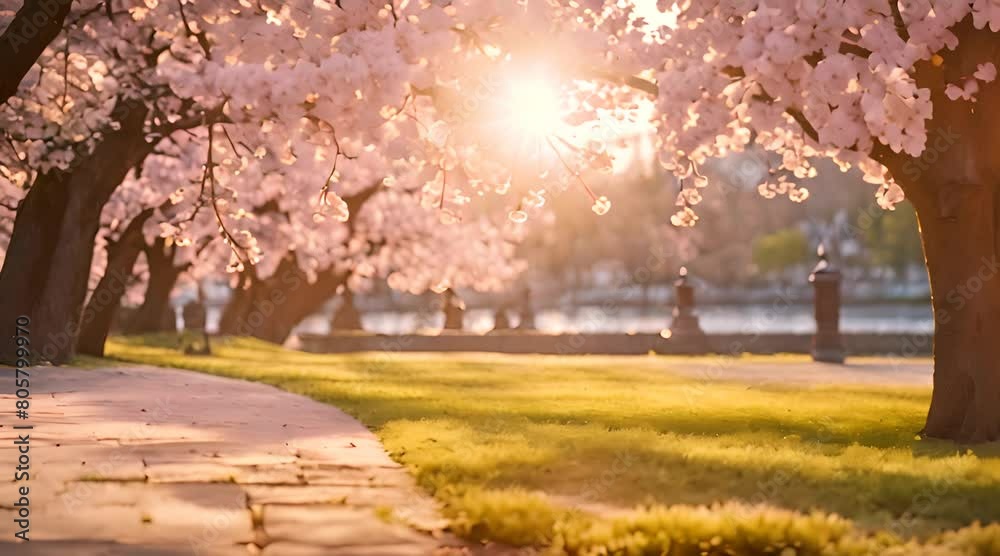 Nature's Spectacle: Cherry Blossoms and Sunset, a Display of Sheer Wonder Nature's Spectacle: Cherry Blossoms and Sunset, a Display of Sheer Wonder