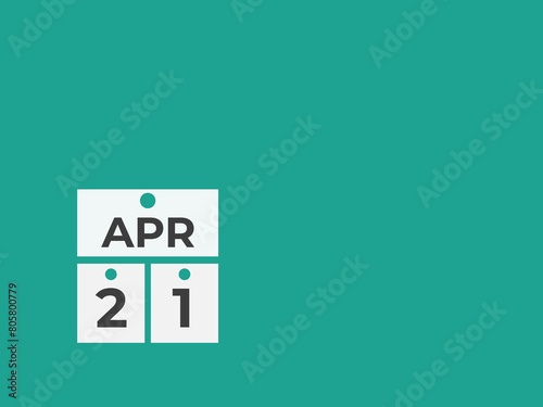 April 21 calendar reminder. 21 April daily calendar icon template. Calendar 21 April icon Design template. Vector illustration
