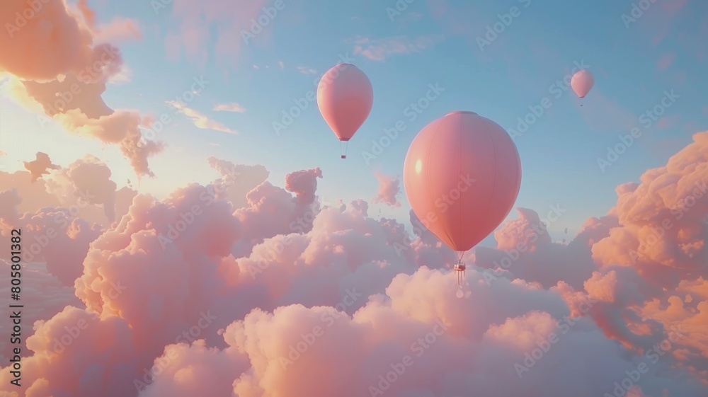 Fototapeta premium color photo of a dreamy sky adorned with fluffy white clouds, their soft edges and varied shapes painting a picture of tranquility and serenity, 