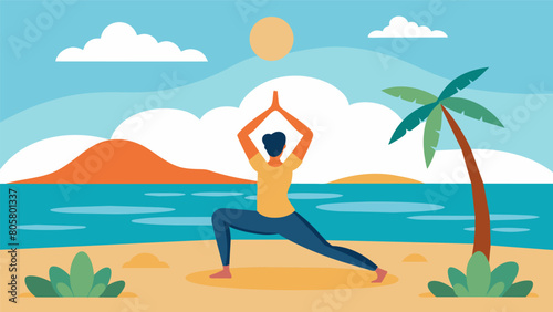 A photo of a person doing a yoga pose on the beach symbolizing the desire for physical and mental wellbeing..