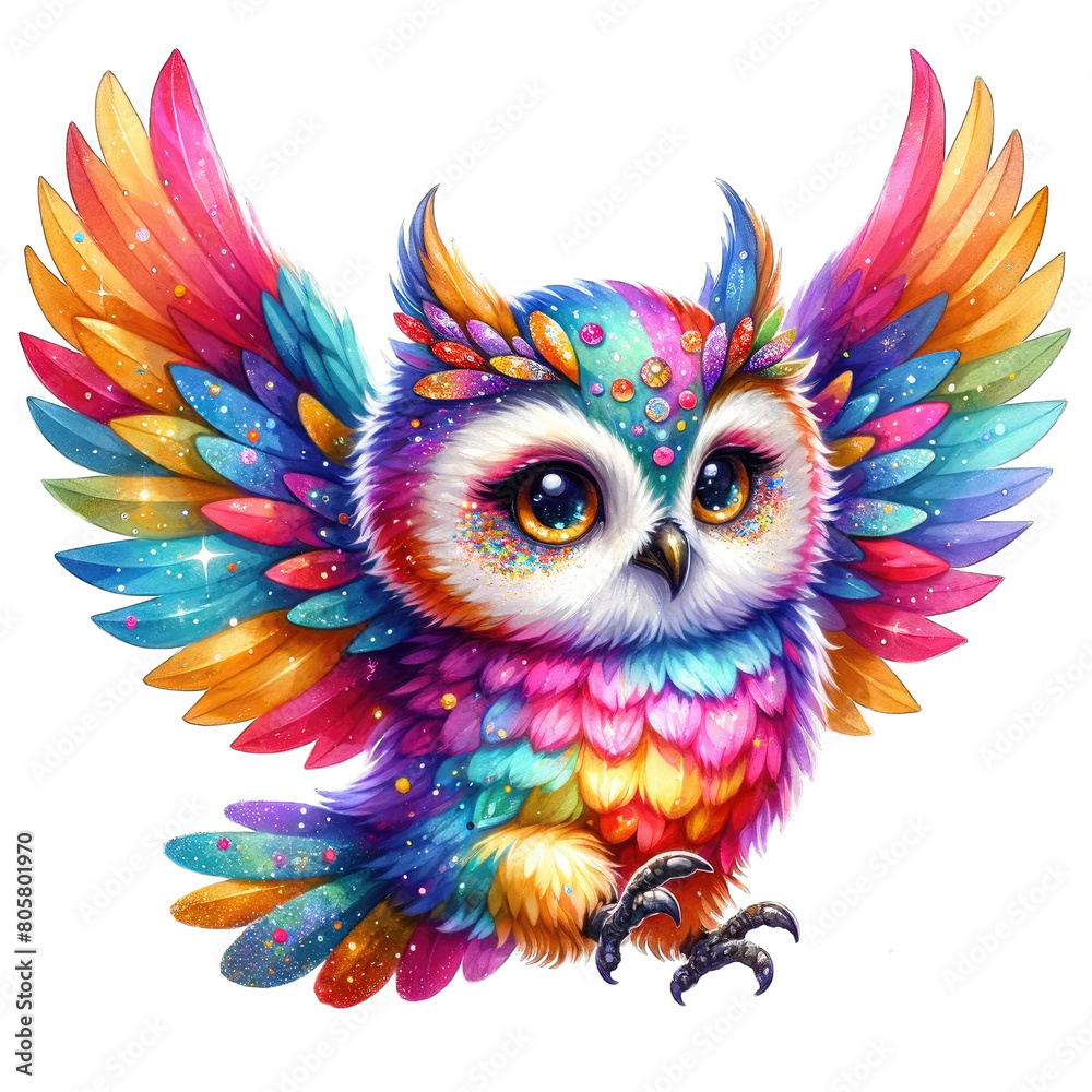 Fototapeta premium colorful glitter cute owl