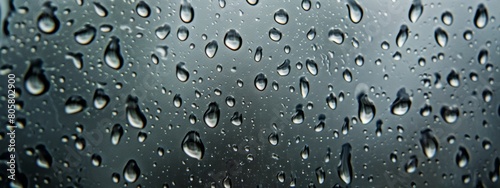 A closeup of raindrops on glass  with the background showing an abstract gradient of black and brown hues. The focus is on capturing intricate details in each droplet.