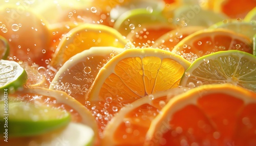 visually striking CG 3D rendering of citrus twists from a low angle  emphasizing the realistic textures  vibrant colors  and dynamic composition to evoke a sense of depth and freshness