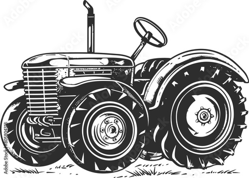Silhouette of a tractor illustration vector with tractor icon and logo on white background