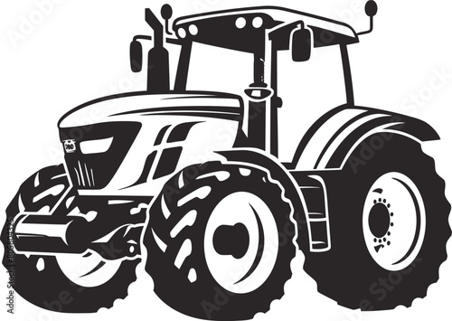 Silhouette of a tractor illustration vector with tractor icon and logo on white background